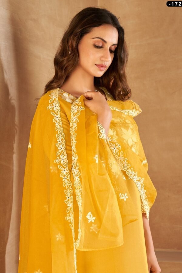 Yellow Cotton Chanderi Straight Suit Set