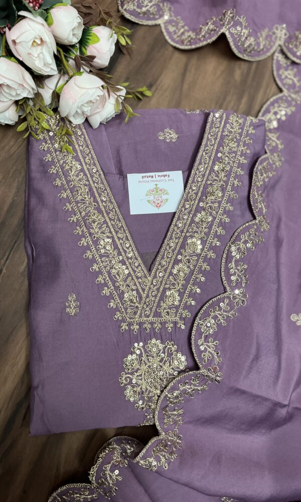 Mauve V-Neck Straight Suit Set