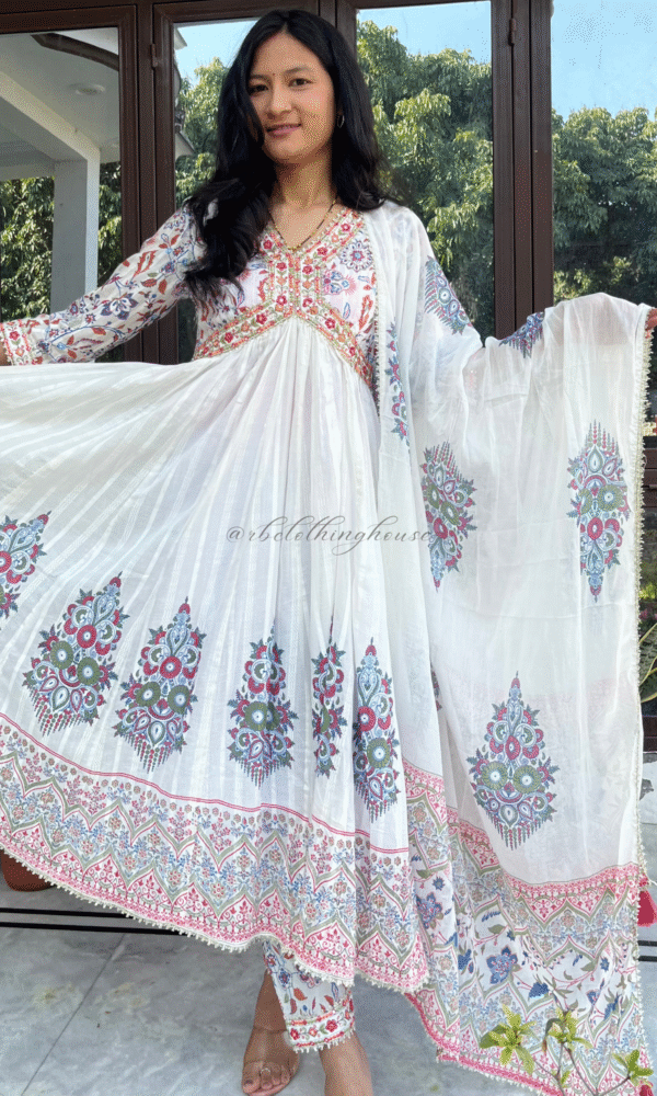 White Anarkali Suit Set