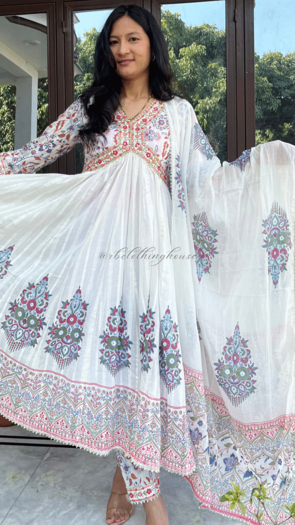 White Anarkali Suit Set
