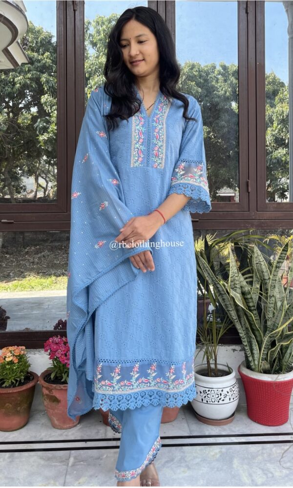 Blue Pakistani Straight Suit Set