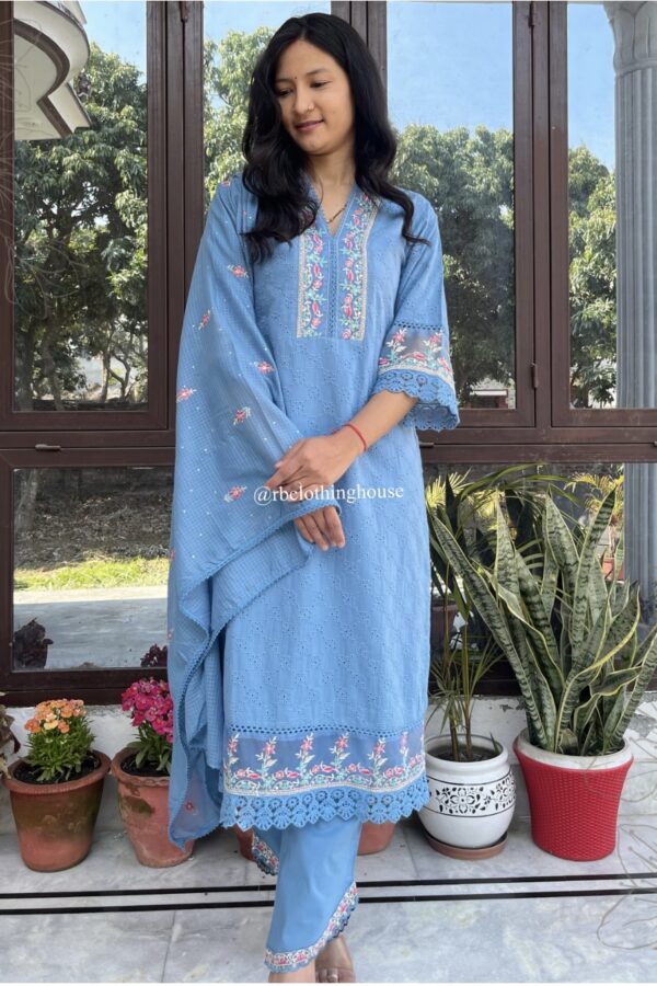Blue Pakistani Straight Suit Set