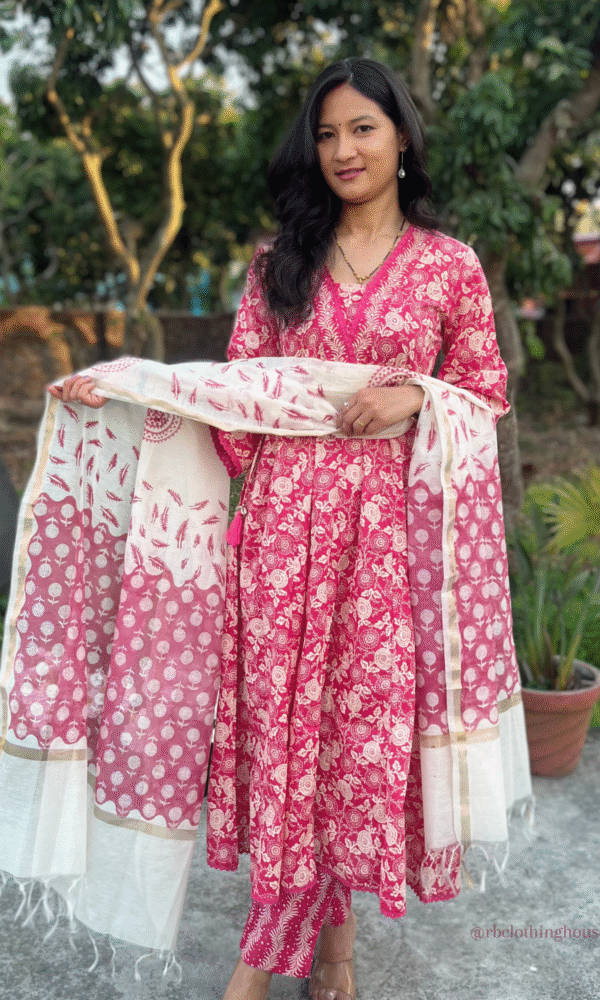 Cotton Printed Anarkali Suit Set