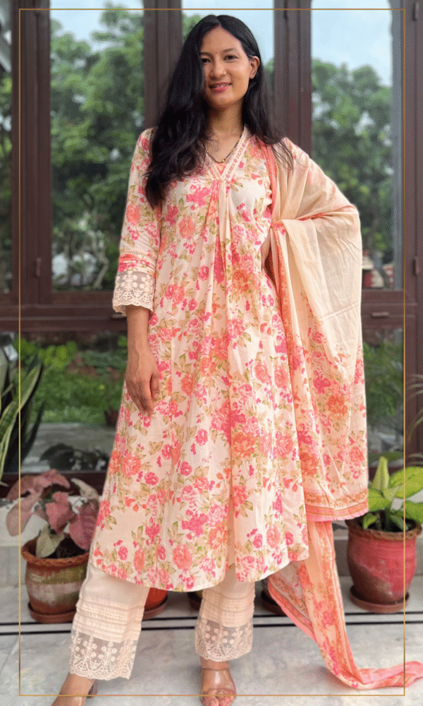 A-line Cotton Printed Suit Set