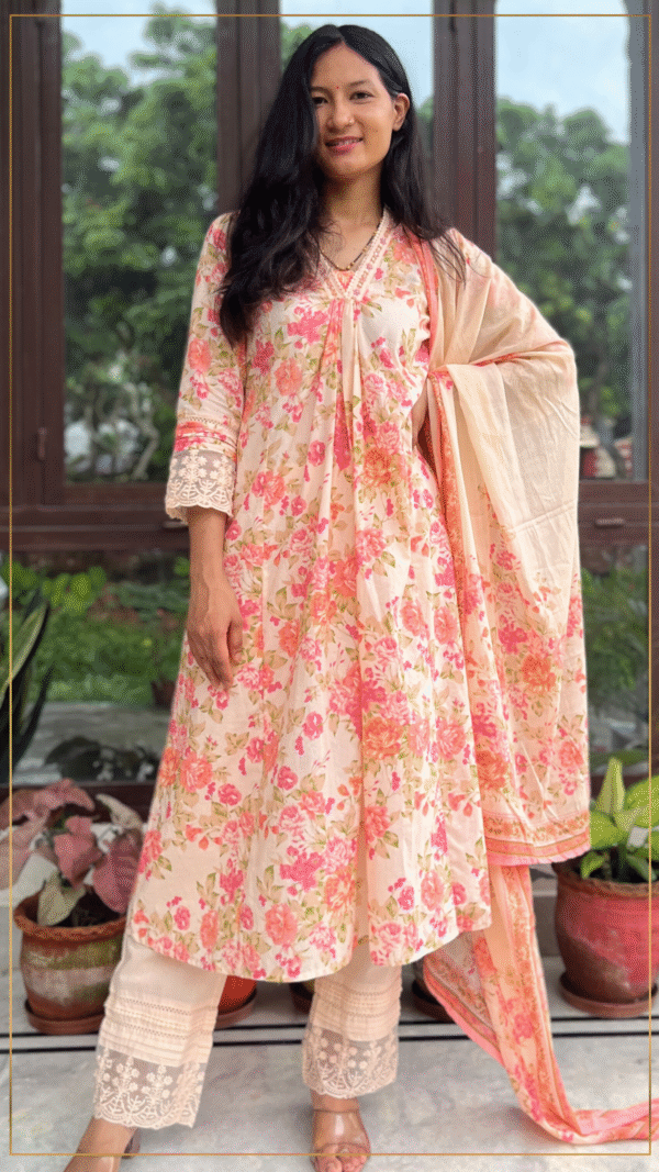 A-line Cotton Printed Suit Set
