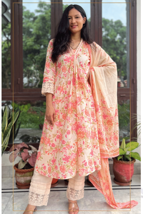 A-line Cotton Printed Suit Set