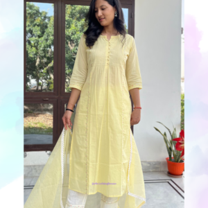 Light Yellow Cotton Suit Set