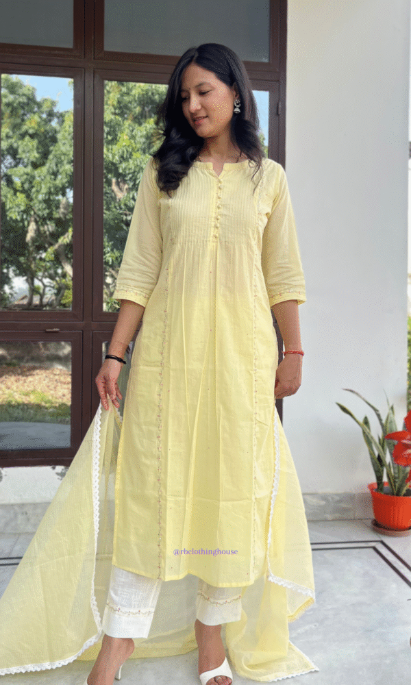 Light Yellow Cotton Suit Set
