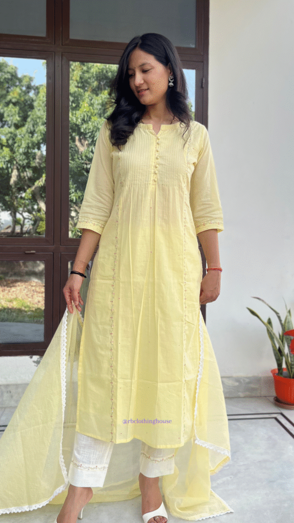 Light Yellow Cotton Suit Set