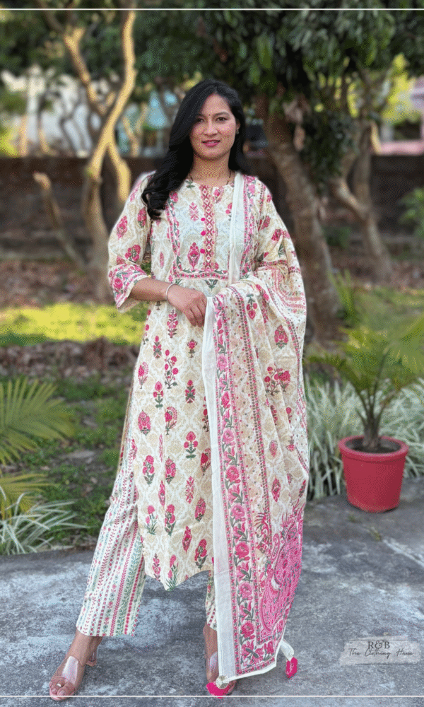 Printed Cotton Straight Suit Set