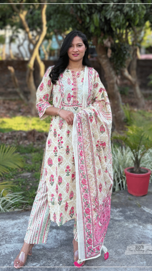 PRINTED COTTON STRAIGHT SUIT SET