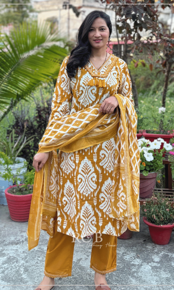 Ikat Print Cotton Suit set