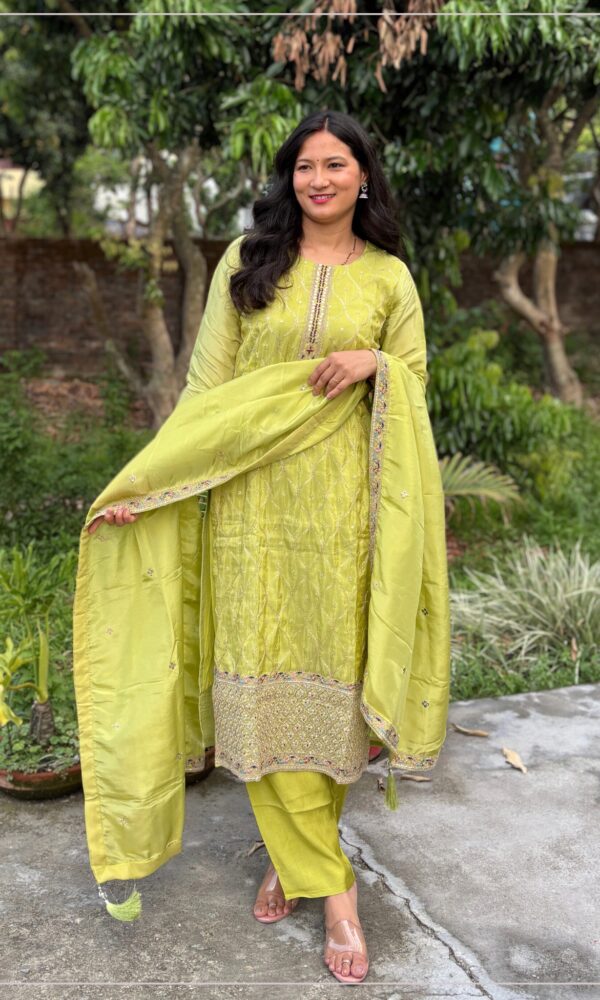 Light Green Shimmer Tissue Suit Set