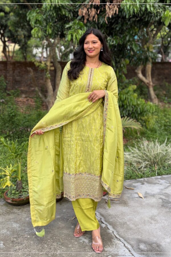 Light Green Shimmer Tissue Suit Set