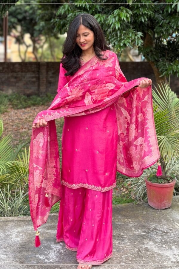 Pink Dola Silk Sharara Set