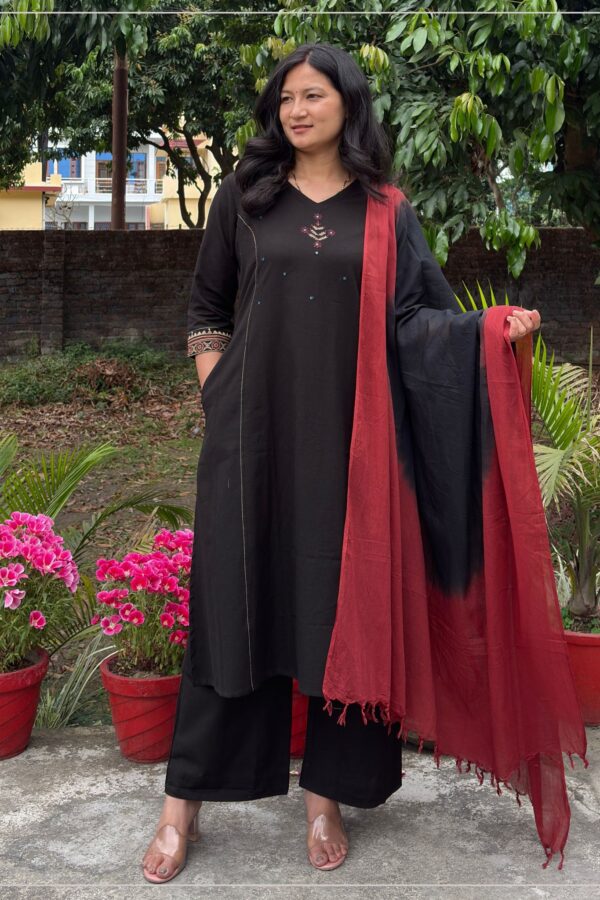 Black Cotton Flex A-Line Set