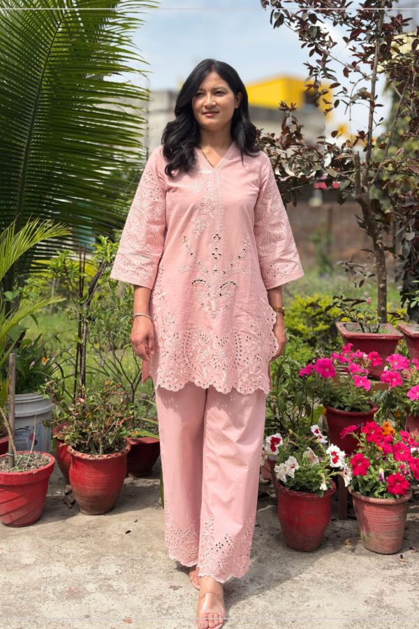 Blush Pink Schiffli Co-ord Set