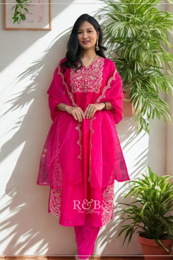 Hot Pink Dola Silk Suit Set