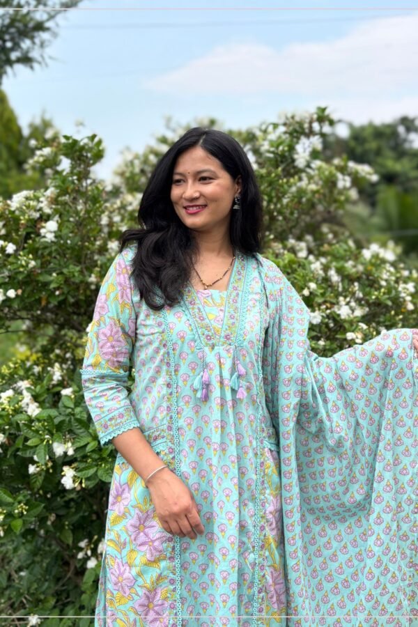 Pastel Cotton A-Line Suit Set